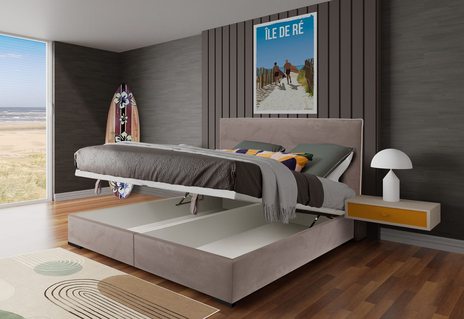 Dunlo'Coffre Dunlopillo - Lit coffre